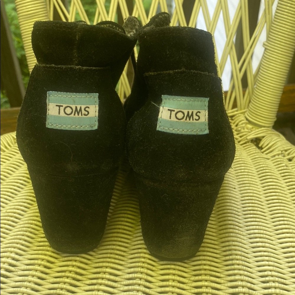 TOMS Black Suede Wedge Shoes
